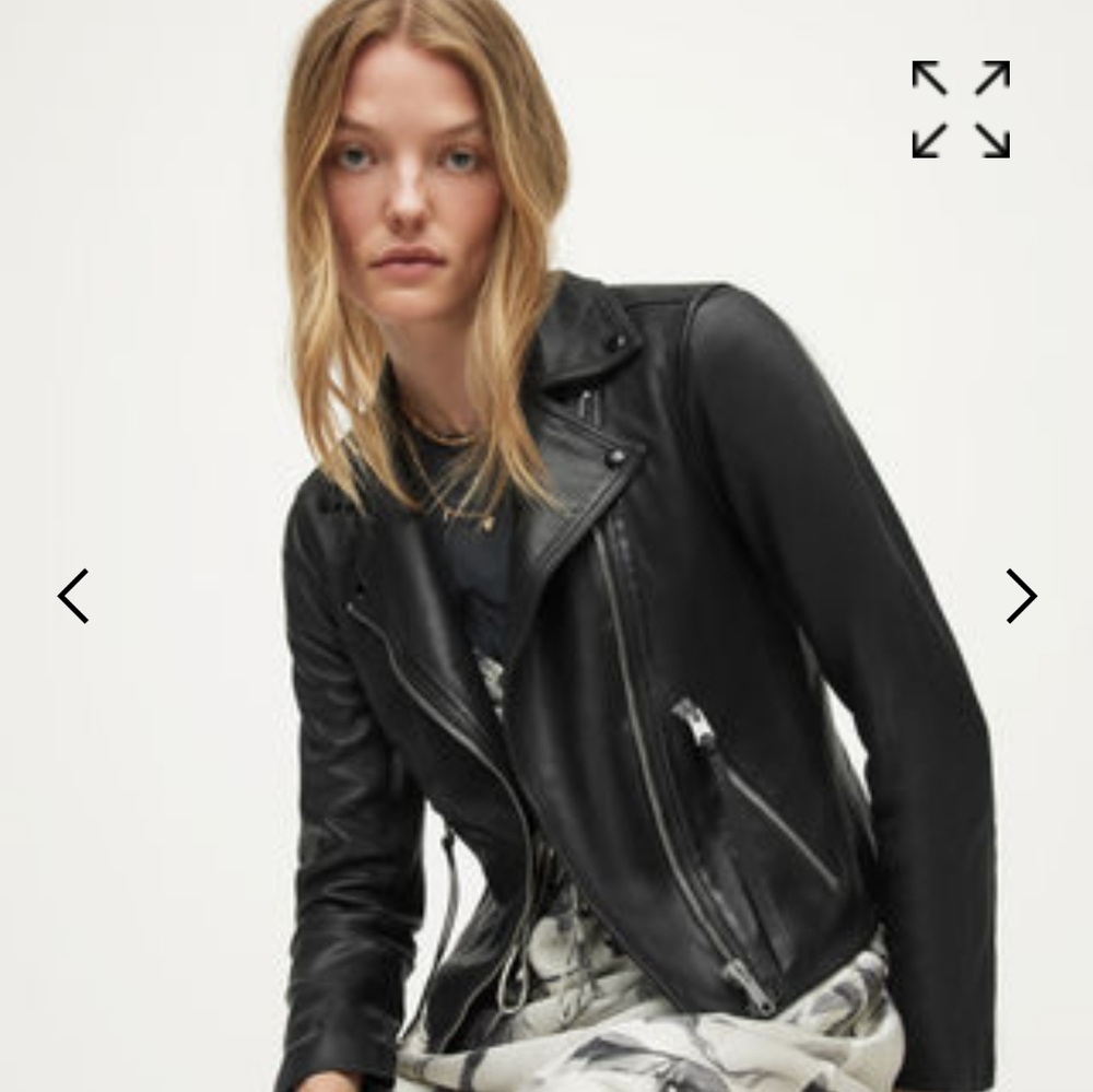 ALLSAINTS DALBY BIKER LAMB LEATHER JACKET SIZE US S6 BLACK
